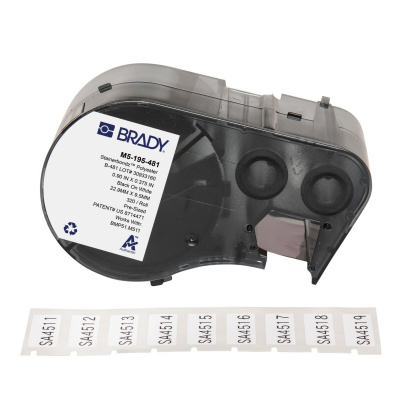 Brady M5-195-481 / 170885, 25.40 mm, Polyester, czarny druk / biały podkład