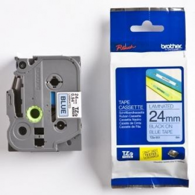 Brother TZ-551 / TZe-551, 24mm x 8m, czarny druk / niebieski podkład, taśma oryginalna