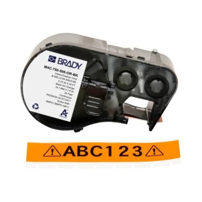 Brady M4C-750-595-OR-BK / 170828, 19.05 mm x 7.62 m, Winyl, czarny druk / pomarańczowy podkład
