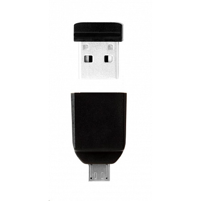 VERBATIM Flash Disk 16GB Store 'n' Stay NANO + micro USB OTG adapter, USB 2.0, czarny