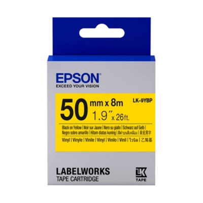 Epson LabelWorks LK-9YBVN C53S659004 50mm x 7m, czarny druk / żółty podkład, winyl, taśma oryginalna