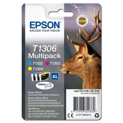 Epson T1306 C13T13064012 kolorowa (CMY) multipack tusz oryginalna