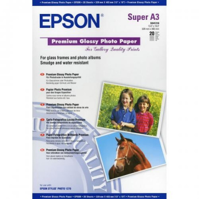 Epson Premium Glossy Photo Paper C13S041316, 255 g/m2, A3+, 20szt., błyszczący, biały, papier fotograficzny
