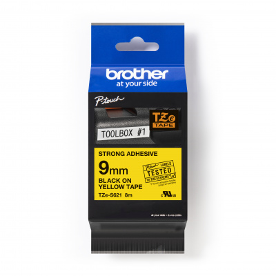 Brother TZ-S621 / TZe-S621 Pro Tape, 9mm x 8m, czarny druk/żółty podkład, taśma oryginalna