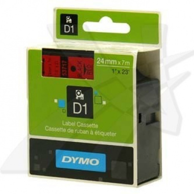 Dymo D1 53717, S0720970, 24mm x 7m czarny druk / czerwony podkład, taśma oryginalna