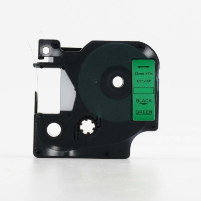 Taśma zamiennik Dymo 45019, S0720590, 12mm x 7m czarny druk / zielony podkład
