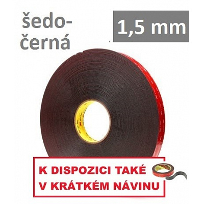 3M VHB™ 5962-F, gr. 1,5 mm; szaro-czarna dwustronnie klejąca taśma akrylowa 19 mm x 33 m