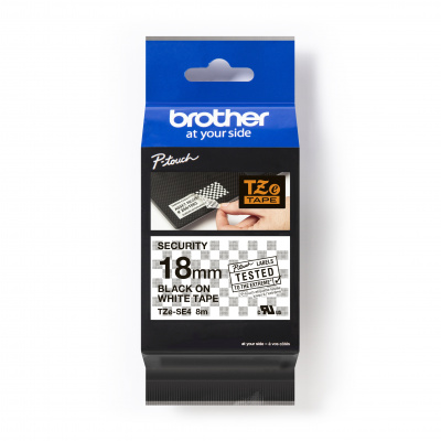 Brother TZe-SE4 Pro Tape, 18mm x 8m, biały druk/czarny podkład, taśma oryginalna