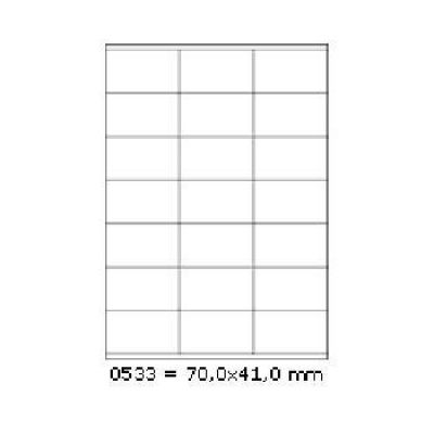 Samoprzylepne etykiety 70 x 41 mm, 21 etykiet, A4, 100 arkuszy