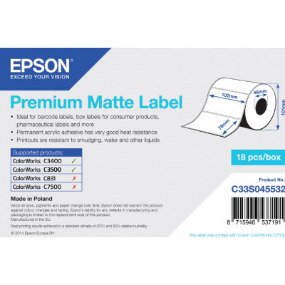 Epson C33S045532 label roll, normal paper, 102x76mm