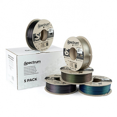 Spectrum 3D filament, Premium PLA Essentials, 1,75mm, 5x250g, 80752, mix Wizard Indigo, Wizard Green, Wizard Charcoal, Caribbean B