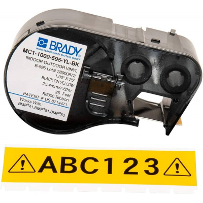 Brady M4C-500-584-YL / 170810, 12.70 mm x 6.10 m, Plastik, czarny druk / żółty podkład