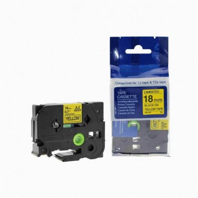 Taśma zamiennik Brother TZ-641 / TZe-641, 18mm x 8m, czarny druk / żółty podkład