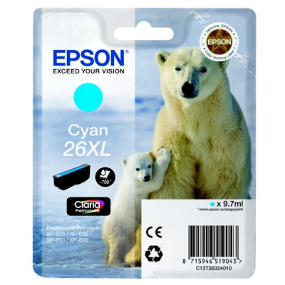 Epson T26324012, T263240, 26XL błękitny (cyan) tusz oryginalna