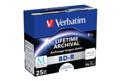Verbatim M-DISC BD-R, Single layer Single layer/Injekt printable, 25GB, jewel box, 43823, 4x, 5-pack, pro archivaci dat