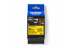 Brother TZ-FX611 / TZe-FX611, 6mm x 8m, czarny druk / żółty podkład, taśma oryginalna