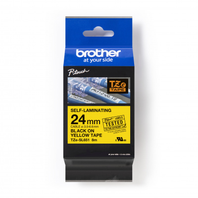 Brother TZ-SL651 / TZe-SL651 Pro Tape, 24mm x 8m, czarny druk / żółty podkład, taśma oryginalna