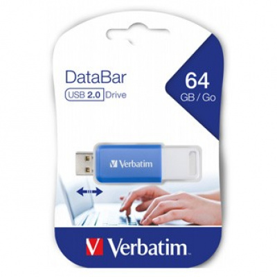 Verbatim 49455 DataBar, Pamięć flash USB, USB 2.0, 64GB, niebieski