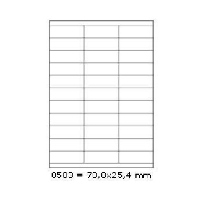 Samoprzylepne etykiety 70 x 25,4 mm, 27 etykiet, A4, 100 arkuszy