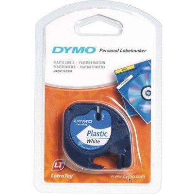 Dymo LetraTag 59422, S0721560, 12mm x 4m, czarny druk / biały podkład, taśma oryginalna