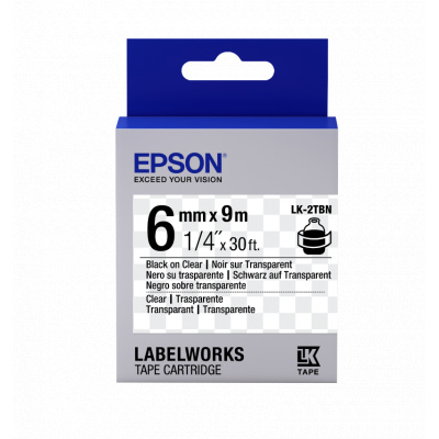 Epson LabelWorks LK-7TBN C53S657007 36mm x 9m, czarny druk / przezroczysty podkład, taśma oryginalna