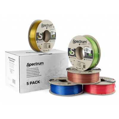 Spectrum 80750 3D filament, PLA Silk, 1,75mm, 5x250g, Złoty, Brąz, Zielony, Czerwony, Niebieski (Mix Glorious Gold, Spicy copper, Apple green, Ruby red, Indigo Blue)