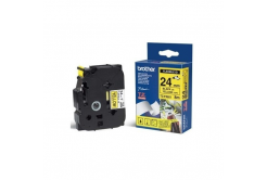 Brother TZ-FX651 / TZe-FX651, 24mm x 8m, czarny druk / żółty podkład, taśma oryginalna