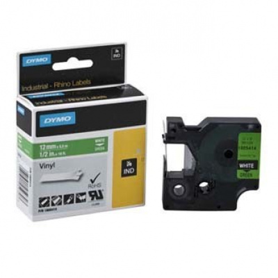 Dymo 1805414, 12mm x 5,5m, biały druk / zielony podkład, taśma oryginalna
