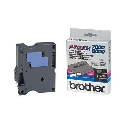 Brother TX-335, 12mm x 15m, biały druk / biały podkład, taśma oryginalna