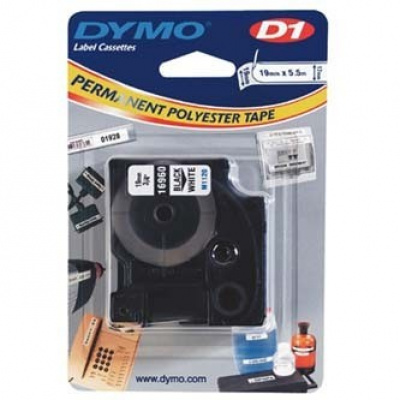 Dymo D1 16960, S0718070, 19mm x 5,5m czarny druk / biały podkład, taśma oryginalna