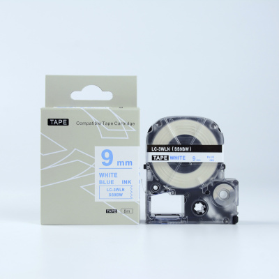 Epson LK-3WLN, SS9BW, 9mm x 9m, niebieski druk / biały podkład, taśma zamiennik