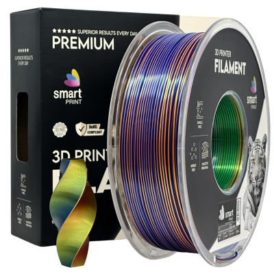 Smart Print FG-S106-E1, 3D filament, PLA Silk, 1,75mm, 1000g, Tri Color, Wielokolorowy (Orange, Blue, Green)