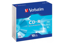 Verbatim CD-R, 43415, Extra Protection, 10-pack, 700MB, 52x, 80min., 12cm, bez možnosti potisku, slim box, PROMO, pro archivaci da
