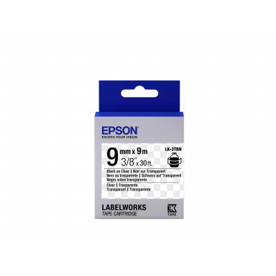 Epson LabelWorks LK-3TBN C53S653004 9mm x 9m, czarny druk / przezroczysty podkład, taśma oryginalna