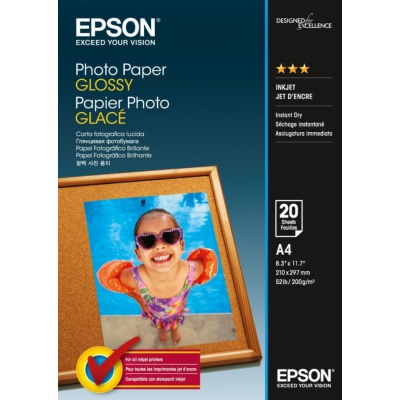 Epson S042538 Photo Paper, błyszczący biały papier fotograficzny, A4, 200 g/m2, 20 szt.