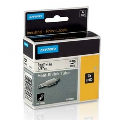 Dymo Rhino 18053, S0718280, 9mm x 1,5m czarny druk / biały podkład, taśma oryginalna