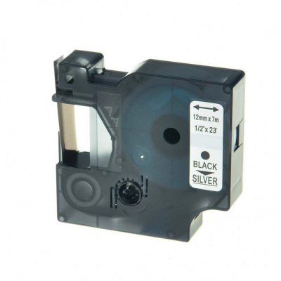 Taśma zamiennik Dymo 45022, S0720620, 12mm x 7m czarny druk / srebrny podkład