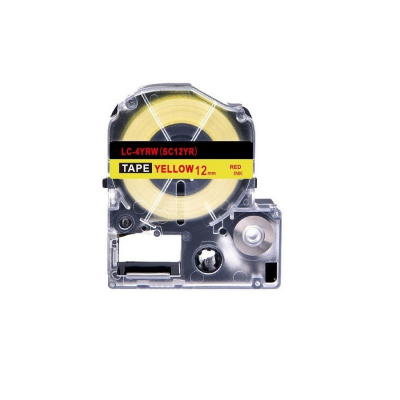 Epson LK-4YRN, SC12YR, 12mm x 9m, czerwony druk / żółty podkład, taśma zamiennik