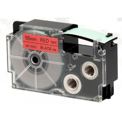 Taśma zamiennik Casio XR-18RD1, 18mm x 8m czarny druk / czerwony podkład