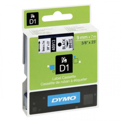 Dymo D1 40913, S0720680 / 41913, 9 mm x 7 m, czarny druk / biały podkład, taśma oryginalna