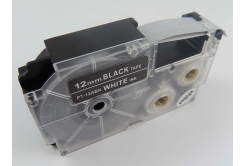Taśma zamiennik Casio XR-12ABK, 12mm x 8m biały druk / biały podkład