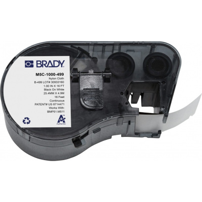 Brady M5C-1000-499 / 170927, 25.40 mm x 4.88 m, Nylon, czarny druk / biały podkład
