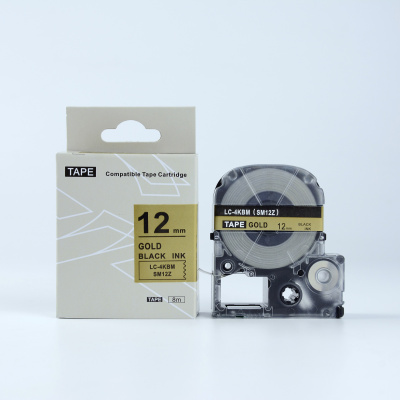 Epson LK-4KBM, SM12ZW, C53S654020, 12mm x 9m, czarny druk / złoty podkład, taśma zamiennik