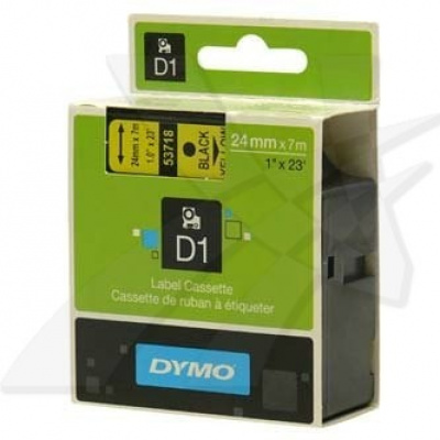 Dymo D1 53718, S0720980, 24 mm x 7 m, czarny druk / żółty podkład, taśma oryginalna
