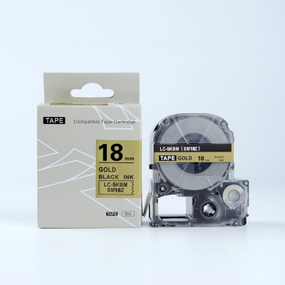 Epson LK-5KBM, SM18ZW, C53S672093, 18mm x 9m, czarny druk / złoty podkład, taśma zamiennik