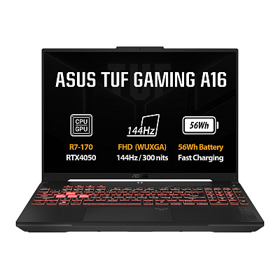 ASUS TUF Gaming A16/FA607NUQ-RL003Z/R7-170/16"/WUXGA/16GB/1TB/RTX 4050/bez systemu operacyjnego/Gray/2R