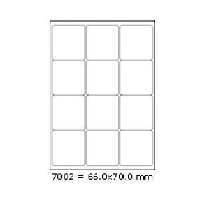 Samoprzylepne etykiety 66 x 70 mm, 12 etykiet, A4, 100 arkuszy