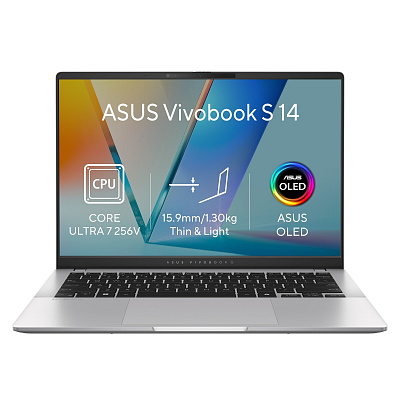 ASUS Vivobook S14/S5406SAL-OLED329WZ/U7-256V/14"/WUXGA/16GB/512GB/Intel int/W11H/Srebrny/2R
