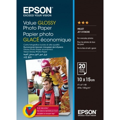 Epson S400037 Value Glossy Photo Paper, biały, błyszczący, papier fotograficzny 10x15cm, 183 g/m2, 20 szt.