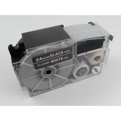 Taśma zamiennik Casio XR-24ABK 24mm x 8m biały druk / biały podkład